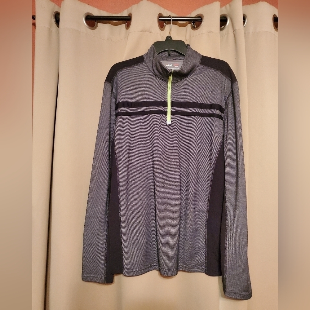 FILA Sport Mens Half Zip Pullover Size XL Motion Gray and Black.